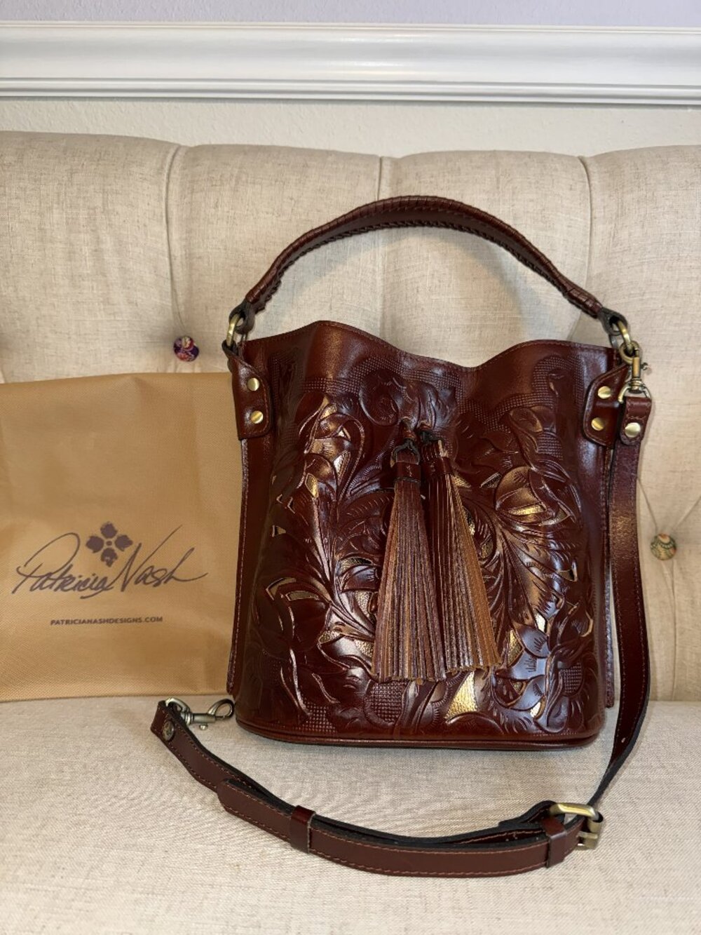 Patricia Nash Cavo Italian Leather Hobo Style Tote/Handbag